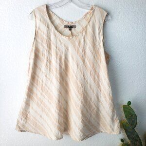 Flax Sleeveless Diagonal Stripe Tunic in Cream and Tan